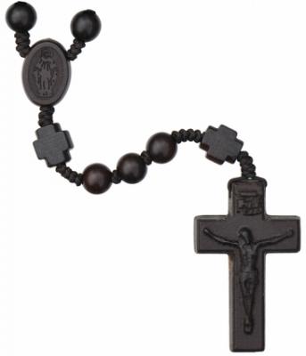 16.5" Rosary with 8mm Jujube Wood Beads and Cross, R3656