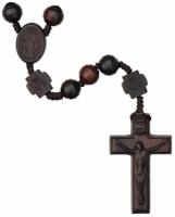 20" Rosary with 10mm Striped Cut Jujube Wood Beads, R3654