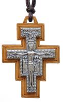 Necklace with 1.75" Wood San Damiano Crucifix, SN07