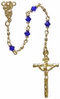 18" Chain-Link Rosary with 4mm Blue Crystal Beads, R2754