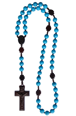 Turquoise 8mm Bead Jujube Wood Rosary R4158