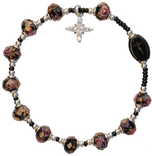 Murano Plum 8mm Glass Bead Rosary Bracelet RBA11