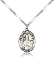 Sterling Silver St. Leo the Great Pendant, Sterling Silver Lite Curb Chain, Medium Size Catholic Medal, 3/4" x 1/2"
