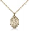 Gold Filled St. Valentine of Rome Pendant, Gold Filled Lite Curb Chain, Medium Size Catholic Medal, 3/4" x 1/2"