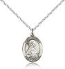 Sterling Silver St. Bridget of Sweden Pendant, Sterling Silver Lite Curb Chain, Medium Size Catholic Medal, 3/4" x 1/2"