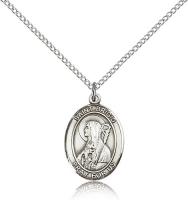 Sterling Silver St. Brigid of Ireland Pendant, Sterling Silver Lite Curb Chain, Medium Size Catholic Medal, 3/4" x 1/2"