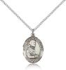 Sterling Silver St. Pio of Pietrelcina Pendant, Sterling Silver Lite Curb Chain, Medium Size Catholic Medal, 3/4" x 1/2"