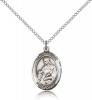 Sterling Silver St. Agnes of Rome Pendant, Sterling Silver Lite Curb Chain, Medium Size Catholic Medal, 3/4" x 1/2"