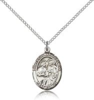 Sterling Silver Sts. Cosmas & Damian Pendant, Sterling Silver Lite Curb Chain, Medium Size Catholic Medal, 3/4" x 1/2"