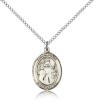 Sterling Silver Maria Stein Pendant, Sterling Silver Lite Curb Chain, Medium Size Catholic Medal, 3/4" x 1/2"