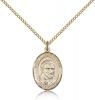 Gold Filled St. Vincent De Paul Pendant, Gold Filled Lite Curb Chain, Medium Size Catholic Medal, 3/4" x 1/2"