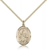 Gold Filled St. Sophia Pendant, Gold Filled Lite Curb Chain, Medium Size Catholic Medal, 3/4" x 1/2"