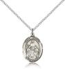 Sterling Silver St. Sophia Pendant, Sterling Silver Lite Curb Chain, Medium Size Catholic Medal, 3/4" x 1/2"