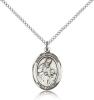 Sterling Silver St. Ambrose Pendant, Sterling Silver Lite Curb Chain, Medium Size Catholic Medal, 3/4" x 1/2"