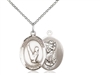 Sterling Silver St. Christopher/Gymnastics Pendant, Sterling Silver Lite Curb Chain, Medium Size Catholic Medal, 3/4" x 1/2"