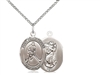 Sterling Silver St. Christopher/Ice Hockey Pendant, Sterling Silver Lite Curb Chain, Medium Size Catholic Medal, 3/4" x 1/2"