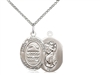 Sterling Silver St. Christopher/Swimming Pendant, Sterling Silver Lite Curb Chain, Medium Size Catholic Medal, 3/4" x 1/2"