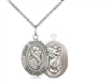 Sterling Silver St. Christopher/Martial Arts Penda, Sterling Silver Lite Curb Chain, Medium Size Catholic Medal, 3/4" x 1/2"