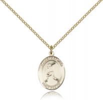 Gold Filled St. Sebastian/Baseball Pendant, GF Lite Curb Chain, Medium Size Catholic Medal, 3/4" x 1/2"