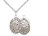Sterling Silver St. Sebastian/Soccer Pendant, Sterling Silver Lite Curb Chain, Medium Size Catholic Medal, 3/4" x 1/2"