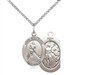 Sterling Silver St. Sebastian/Ice Hockey Pendant, Sterling Silver Lite Curb Chain, Medium Size Catholic Medal, 3/4" x 1/2"