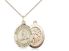 Gold Filled St. Sebastian/Skiing Pendant, GF Lite Curb Chain, Medium Size Catholic Medal, 3/4" x 1/2"
