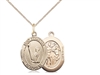 Gold Filled St. Sebastian/Gymnastics Pendant, GF Lite Curb Chain, Medium Size Catholic Medal, 3/4" x 1/2"