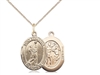 Gold Filled St. Sebastian/Lacrosse Pendant, Gold Filled Lite Curb Chain, Medium Size Catholic Medal, 3/4" x 1/2"