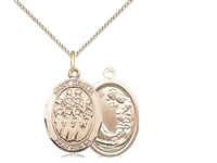 Gold Filled St. Cecilia / Choir Pendant, GF Lite Curb Chain, Medium Size Catholic Medal, 3/4" x 1/2"