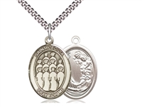 Sterling Silver St. Cecilia / Choir Pendant, Sterling Silver Lite Curb Chain, Medium Size Catholic Medal, 3/4" x 1/2"
