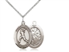 Sterling Silver St. Sebastian / Softball Pendant, Sterling Silver Lite Curb Chain, Medium Size Catholic Medal, 3/4" x 1/2"
