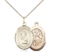 Gold Filled St. Sebastian / Rugby Pendant, GF Lite Curb Chain, Medium Size Catholic Medal, 3/4" x 1/2"