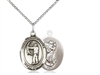 Sterling Silver St. Christopher/Archery Pendant, Sterling Silver Lite Curb Chain, Medium Size Catholic Medal, 3/4" x 1/2"