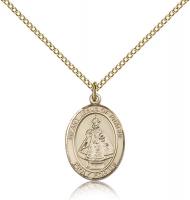 Gold Filled Infant of Prague Pendant, Gold Filled Lite Curb Chain, Medium Size Catholic Medal, 3/4" x 1/2"