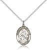 Sterling Silver St. Maria Goretti Pendant, Sterling Silver Lite Curb Chain, Medium Size Catholic Medal, 3/4" x 1/2"