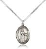 Sterling Silver St. Petronille Pendant, Sterling Silver Lite Curb Chain, Medium Size Catholic Medal, 3/4" x 1/2"