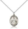 Sterling Silver El Nino De Atocha Pendant, Sterling Silver Lite Curb Chain, Medium Size Catholic Medal, 3/4" x 1/2"