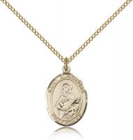 Gold Filled St. Alexandra Pendant, Gold Filled Lite Curb Chain, Medium Size Catholic Medal, 3/4" x 1/2"