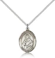 Sterling Silver St. Alexandra Pendant, Sterling Silver Lite Curb Chain, Medium Size Catholic Medal, 3/4" x 1/2"