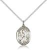 Sterling Silver St. Alphonsus Pendant, Sterling Silver Lite Curb Chain, Medium Size Catholic Medal, 3/4" x 1/2"