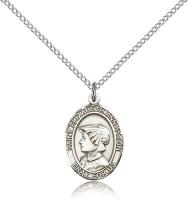 Sterling Silver St. Elizabeth Ann Seton Pendant, Sterling Silver Lite Curb Chain, Medium Size Catholic Medal, 3/4" x 1/2"