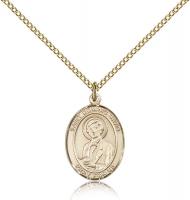 Gold Filled St. Dominic Savio Pendant, Gold Filled Lite Curb Chain, Medium Size Catholic Medal, 3/4" x 1/2"