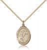 Gold Filled St. Bernard of Clairvaux Pendant, Gold Filled Lite Curb Chain, Medium Size Catholic Medal, 3/4" x 1/2"