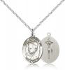 Sterling Silver Pope Benedict XVI Pendant, Sterling Silver Lite Curb Chain, Medium Size Catholic Medal, 3/4" x 1/2"