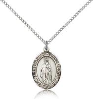 Sterling Silver St. Bartholomew the Apostle Pendan, Sterling Silver Lite Curb Chain, Medium Size Catholic Medal, 3/4" x 1/2"