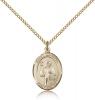 Gold Filled St. Maurus Pendant, Gold Filled Lite Curb Chain, Medium Size Catholic Medal, 3/4" x 1/2"