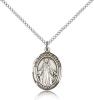 Sterling Silver Our Lady of Peace Pendant, Sterling Silver Lite Curb Chain, Medium Size Catholic Medal, 3/4" x 1/2"