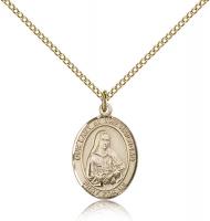 Gold Filled Our Lady of the Railroad Pendant, Gold Filled Lite Curb Chain, Medium Size Catholic Medal, 3/4" x 1/2"