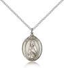 Sterling Silver St. Alice Pendant, Sterling Silver Lite Curb Chain, Medium Size Catholic Medal, 3/4" x 1/2"