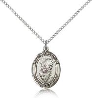 Sterling Silver Blessed Trinity Pendant, Sterling Silver Lite Curb Chain, Medium Size Catholic Medal, 3/4" x 1/2"